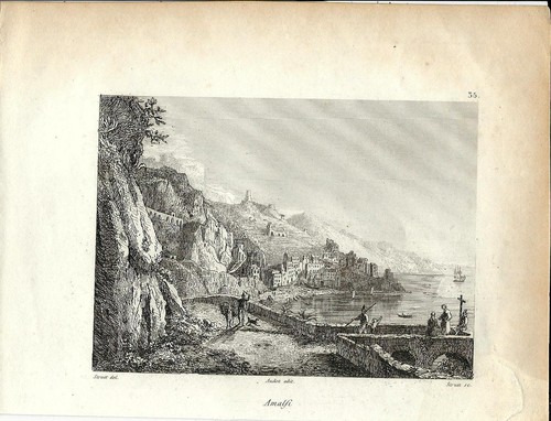 Stampa antica amalfi - amalfi, veduta