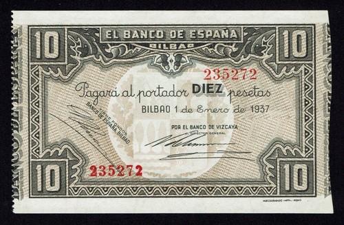 España pesetas 1937 bco - espaÑa, 10