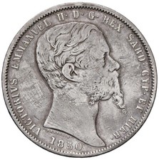 r77_004)  SARDEGNA Vittorio Emanuele II (1849-1861) 5 Lire 1850 G - DIFETTI