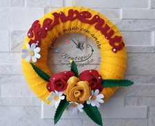 Ghirlanda fuoriporta benvenuti in pannolenci fatta a mano primavera primaverile