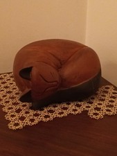 Scultura artigianale in legno – Gatto dormiente – Bali / Artigianato etnico