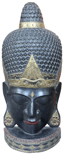 Testa buddha legno - di,