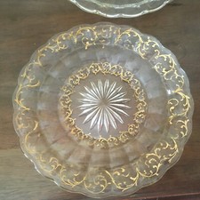 SET 4 PIATTI OVALI E ROTONDI ANTICHI CON DECORAZIONI COLORE ORO