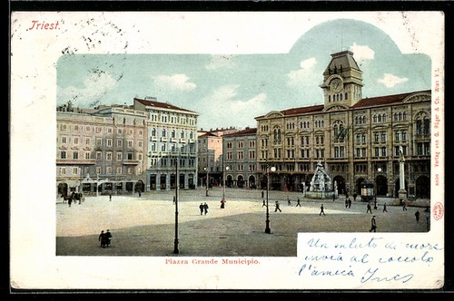 Cartolina trieste piazza - trieste,,