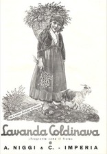 PUBB. 1939 LAVANDA COLDINAVA A.NIGGI IMPERIA FIORI MONTAGNA CAPRA CONTADINA 