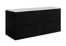 Armadio Armadietto Bagno Lavandino Lavabo Mobile Doppio 160 cm VENA Nero/Bianco