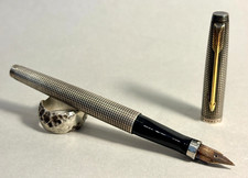 Penna stilografica PARKER 75 Cisele argento sterling Flat Tassie - restaurata (BFP484)