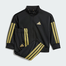 ADIDAS TUTA COMPLETA ESSENTIALS CLIMACOOL BAMBINI JC8857 INF 3 STRIPES NERO ORO