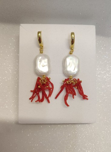 Orecchini con coralli perle - con,