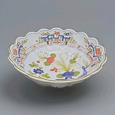 Faenza Garofano Blue Carnation Blue Carnation Scalloped Serving Bowl 12”