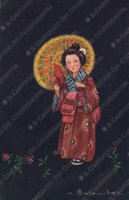 1923 Donnina giapponese Giappone geisha kimono E. COLOMBO Cartolina illustrata