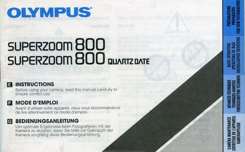 Olympus superzoom 800 manuale - superzoom,