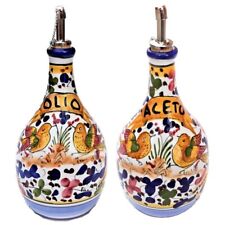 Oliera Ceramica maiolica originale Deruta Olio o Aceto  fatta e dipinta a mano