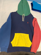 Polo uomo Ralph Lauren color block felpa con cappuccio in pile taglia M nuova senza etichette