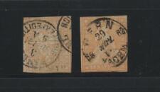 Svizzera 1854/62 Helvetia seduta 20rp arancio 2 valori usati N3224