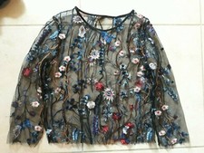 LOTTO 1194B MAGLIA MAGLIETTA BLU BIMBA BAMBINA RICAMNATA 10/11 ANNI elegante