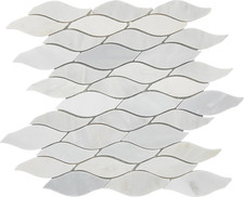 3/8" X Marmo Casuale Pietra Naturale Onda Mosaico in Lucido Prima Neve Eleganza/W