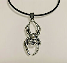 Collana con Ciondolo RAGNO TESCHIO Collarino Caucciù Uomo Donna Idea Regalo Punk