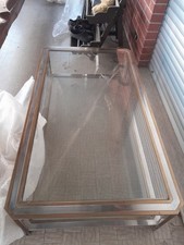 tavolino salotto vetro temprato acciaio e ottone