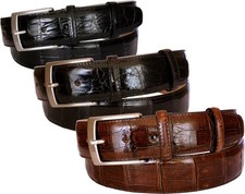 Cintura uomo vero coccodrillo coda fodera pelle cuoio nabuk 4 cm accorciabile 