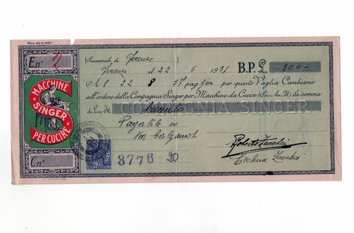 1937 firenze singer - 1937, cambiale