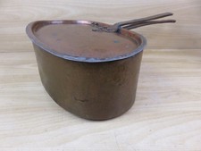 antico BOLLITORE CASSERUOLA PENTOLA OVALE per cucina RAME BATTUTO coperchio di a