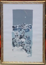 MANLIO BACOSI- LITOGRAFIA CON CORNICE DORATA - PAESAGGIO- FIRMATA PROVA ARTISTA