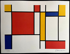 Piet Mondrian Litografia COA firmato timbrato originale numerata limitata