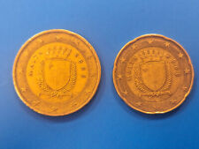 Monete 50 e 20 centesimi di Euro del 2008 Malta Con F Su Stella belle e RARE