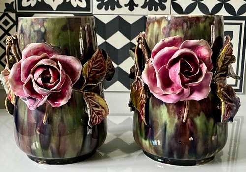 Paire vase barbotine art - paire,