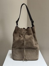 Celine Seau secchiello in camoscio beige nero con pelle nera