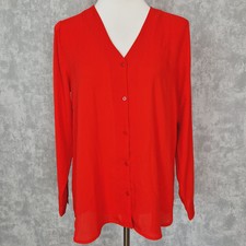 Camicia in chiffon Carin Wester 38 M rossa manica lunga camicetta in chiffon camicia fluida