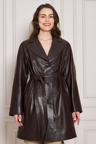 Cappotto donna pelle marrone