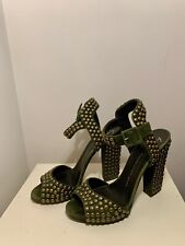 Splendidi Sandali Zanotti Verdi militari taglia 41 in camoscio e borchie usate