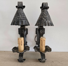 Vintage Lampada Coppia Applique da Parete in Ferro Battuto