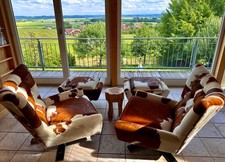 Poltrona Lounge In Pelle Di Mucca Girevole V-Forma Di Qualità Stabile