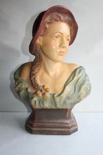 Sculpture en plâtre Country Corner " Jeune fille au chapeau  " Hauteur 43 cm