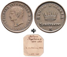 NAPOLEONE I 3 centesimi 1812 Milano Regno d'Italia