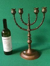ANTICO CANDELABRO CANDELIERE VINTAGE OTTONE 4 BRACCI FUOCHI VECCHIO. CH76