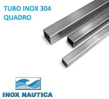 TUBO QUADRO IN ACCIAIO INOX AISI 304 1 MT da 10 a 50 mm BARRA BARRA PROFILO