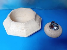 Travertino accendino in pietra e ciotola vintage in Travertino anni 70 rotondo