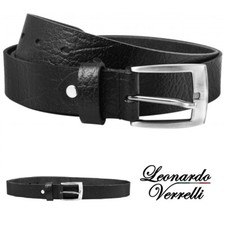 Cintura Cinta Uomo Vera Pelle 100% Firmata Leonardo Verrelli Colore Nero