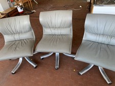 3 poltrone in pelle grigia SAPORITI