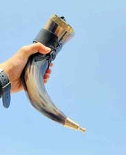 Tazza corno di bue stile vichingo Mead Ale birra bere fondina in pelle regalo...