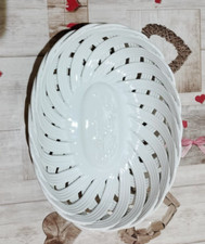 Cestino ovale portapane frutta in ceramica bianca Barilla Mulino rondini vintage