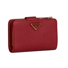Portafoglio mini da donna Prada in pelle Saffiano rossa