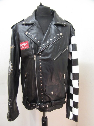 Giacca moto pelle vintage - pelle,