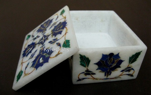 White marble watch box lapis - white,