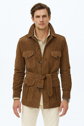 Giacca safari uomo pelle