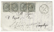 Regno - Striscia 5 c. De La Rue su piego annullo Villa S. Maria a Campobasso